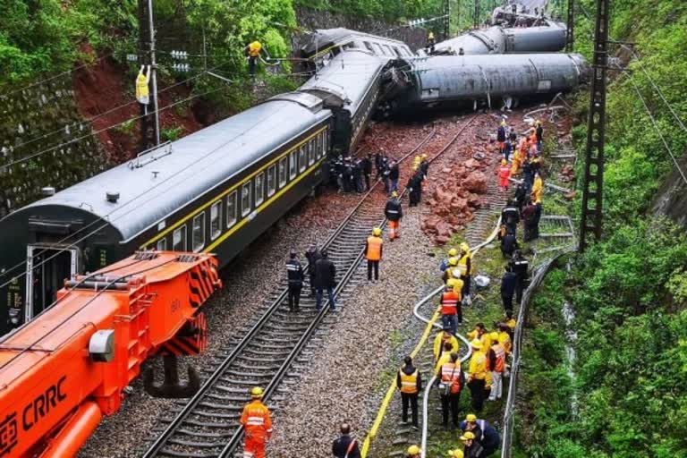 One killed in train accident in China due to landslide debris