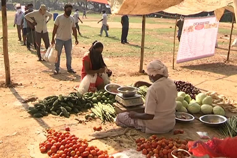 People who practice social distance in Srikakulam district