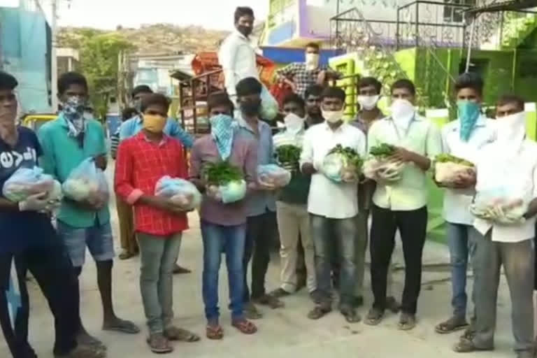 Distribution of vegetables to the poor in the  guttikota