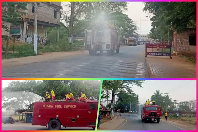 nabarangpur city sanitised by district fire department for preventive of covid19