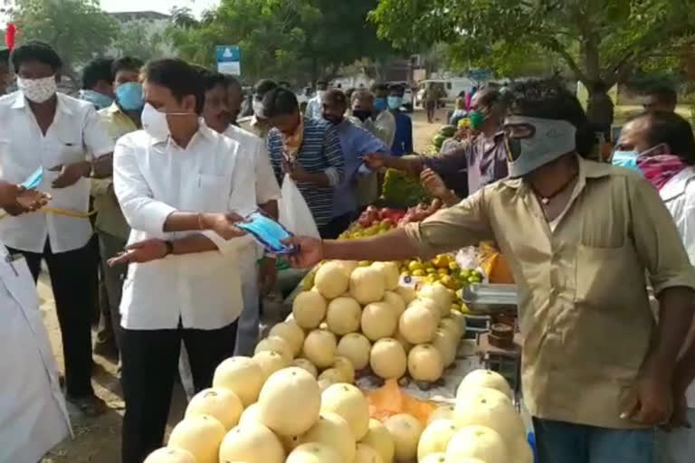 Minister Mopidevi Venkataramana distributed the masks