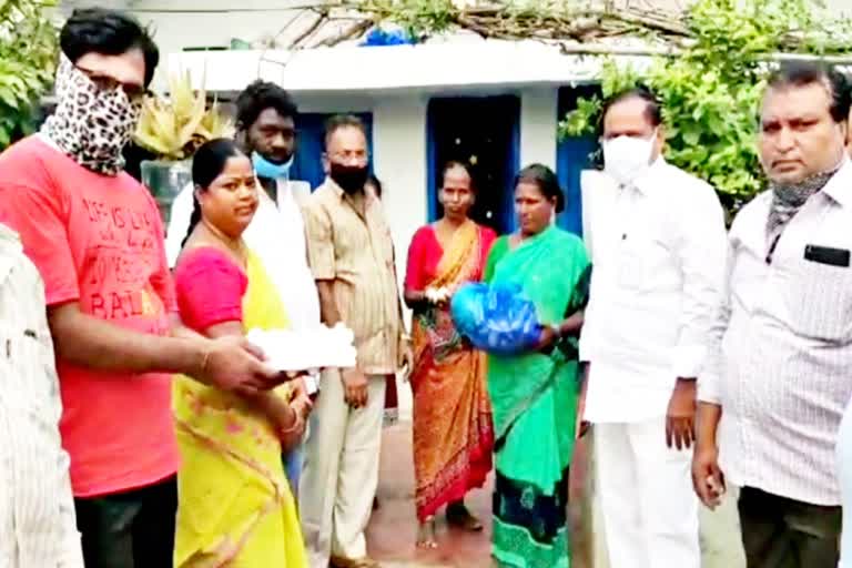 groceies distribution for poor people in parigi by farmer mla rammohan reddy