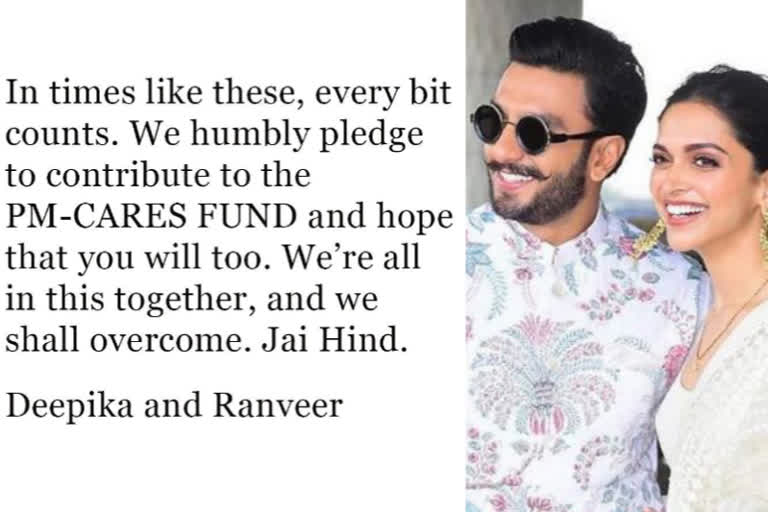 Deepika, Ranveer pledge support to PM-CARES