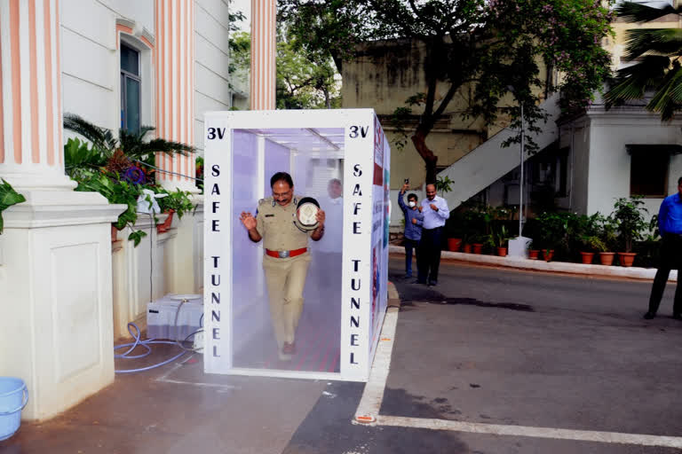 Disinfectant tunnel installed at Telangana DGP office