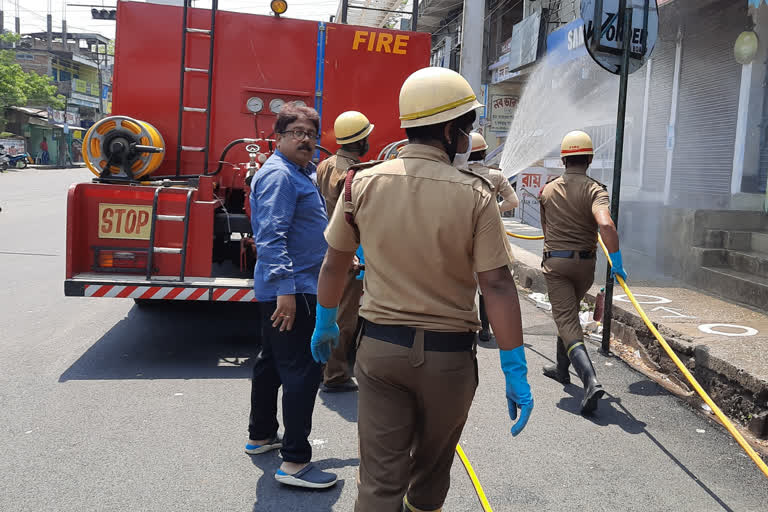 corona virus disinfactant spray by firebrigade at alipurduar