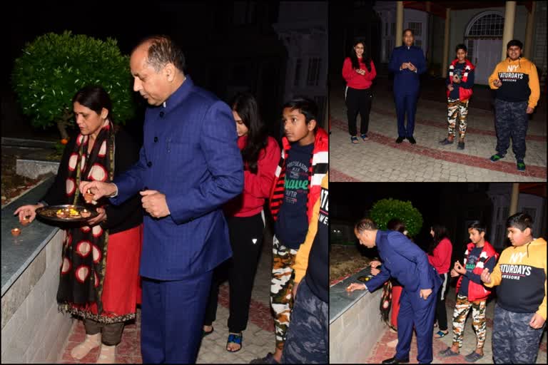 cm jairam thakur also lit lamp at 9 pm