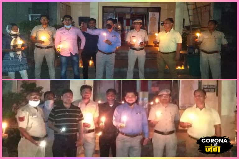 East delhi Policemen also lit lamps on PM Modi appeal