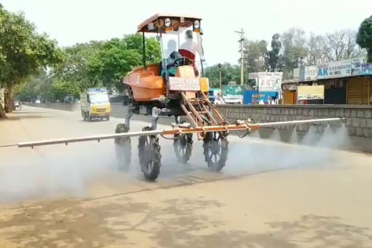 anty corona chemicals spray in zaheerabad sangareddy district