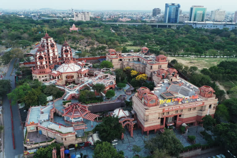 police checking through drone camera at lotus temple and iskcon temple