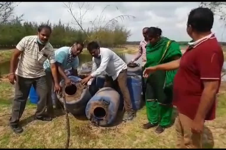 excise officers raid on cheap liquor centres at chirala prakasam district