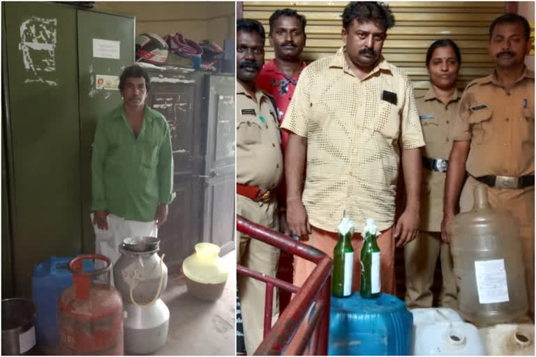 Excise Arrest Two held with house brewery  വീട്ടിൽ ചാരായം വാറ്റിയ രണ്ട് പേർ പിടിയിൽ