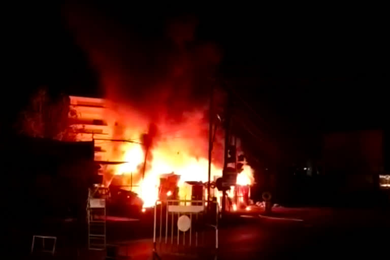 fire broke out in kinetic avenue in ahamadangar