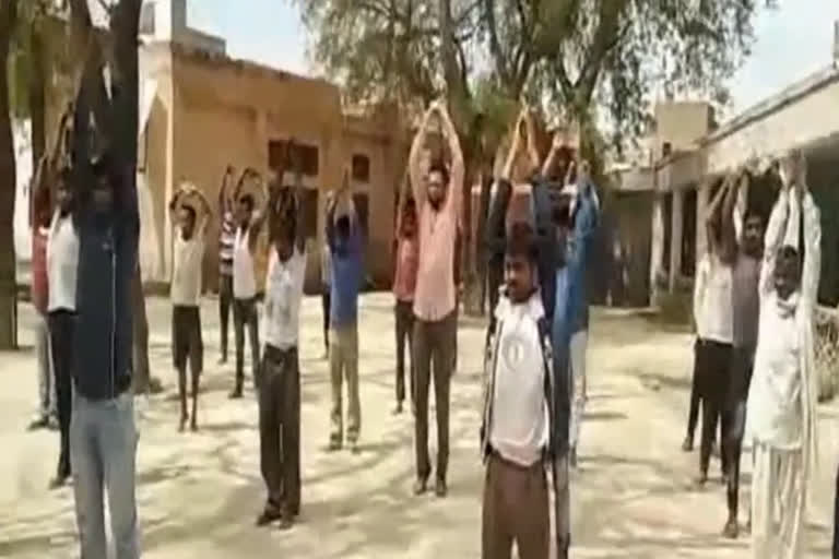 fatehabad shelter home is doing yoga and pt