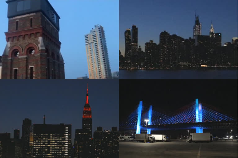 London and New York Landmarks were lit blue