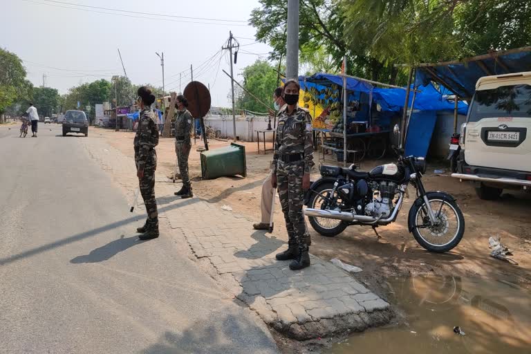 Female policemen performing their duty with complete promptness during lockdown in simdega