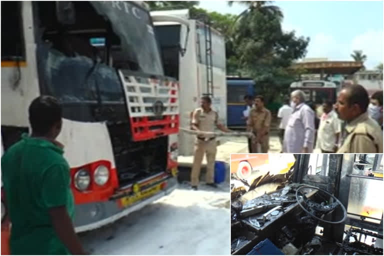 fire accidnet in bus at west godavari dst