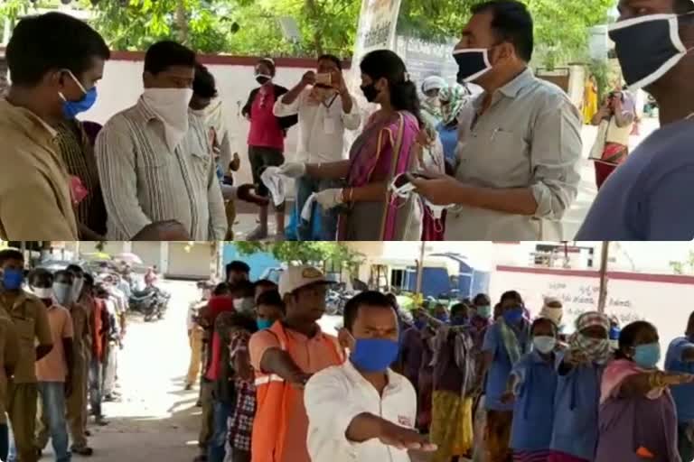 karnthi keen school distributed mask-and-sanitizers-sanitization-workers-at-dummagudem-municipality-medchal-district