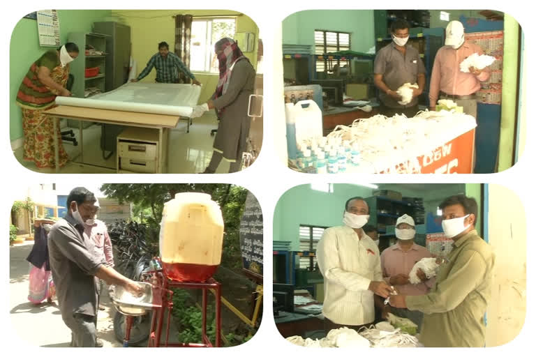 Maintenance Staff Prepared Masks for Railway Employees in guntur