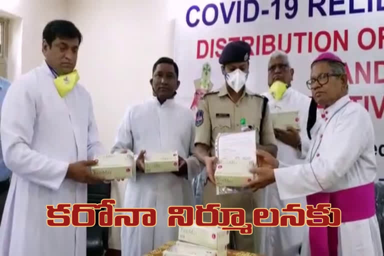 SECUNDERABAD CHURCH BISHOP DISTRIBUTES SANITIZERS ANS GLOWS