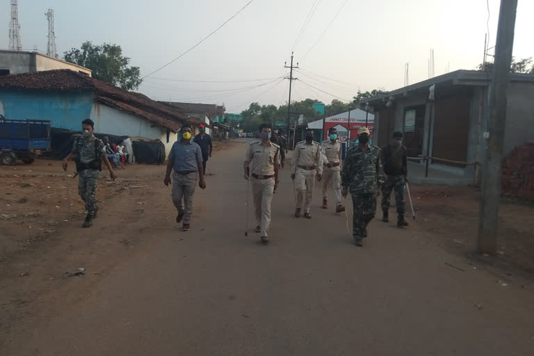 Police marched on foot in Chaibasa