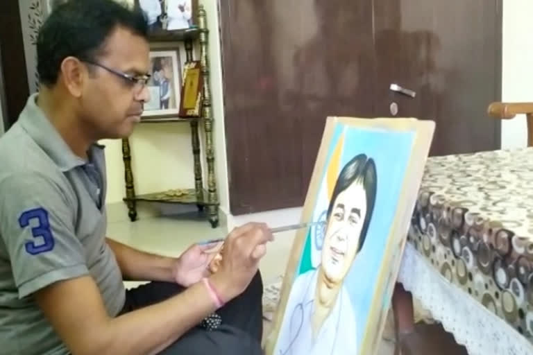 Dr. Shatrughan Panjwani Oil Painting of Indore