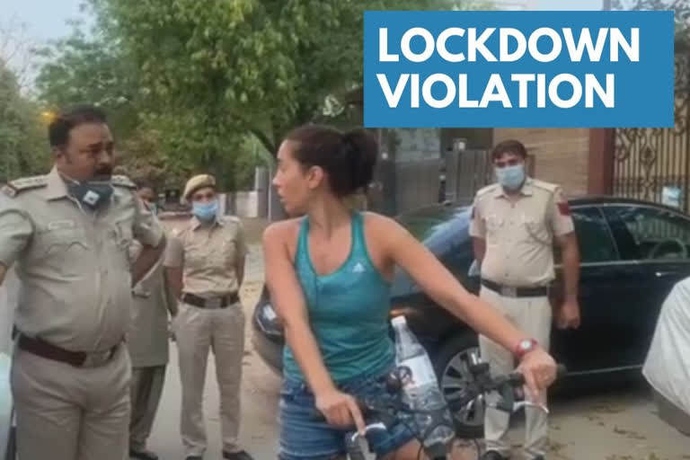 Uruguayan diplomat  Delhi police  Lockdown violation  COVID-19  Diplomat  ഉറുഗ്വേ നയതന്ത്രജ്ഞനെ സൈക്ലിംഗിനിടയില്‍ ഡല്‍ഹി പൊലീസ് തടഞ്ഞു  ഡല്‍ഹി പൊലീസ്