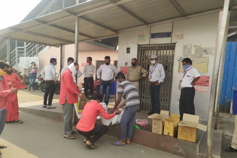 Grocery materials distributed to daily wage earners