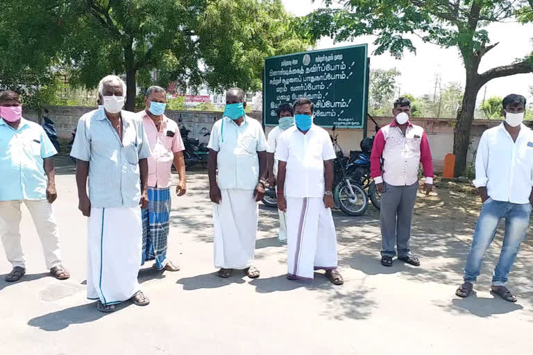 perambalur saloon employees given petition to district collector for corona relief