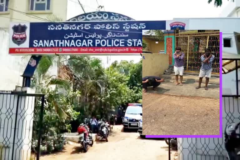 sanathnagar police give sit up punishement to bike riding on roads