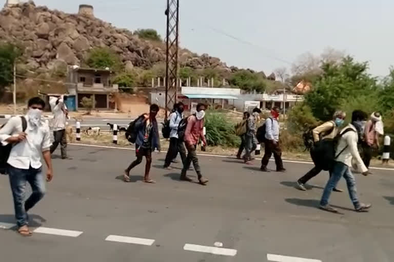 The troubles of migrant workers going on foot in nizamabad