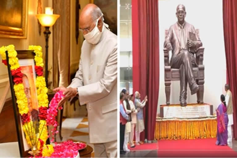 BR Ambedkar  Indian Constitution  Babasaheb  Prez, PM pay tributes to Ambedkar  129th Ambedkar birth anniversary  ഡോ. ബി.ആര്‍. അംബേദ്‌കര്‍  രാഷ്‌ട്രപതി റാംനാഥ്‌ കോവിന്ദും  പ്രധാനമന്ത്രി നരേന്ദ്ര മോദി  Ambedkar on his 129th birth anniversary