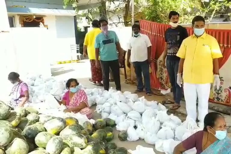 chittoor district tdp chief secretary distributes fruits to poor