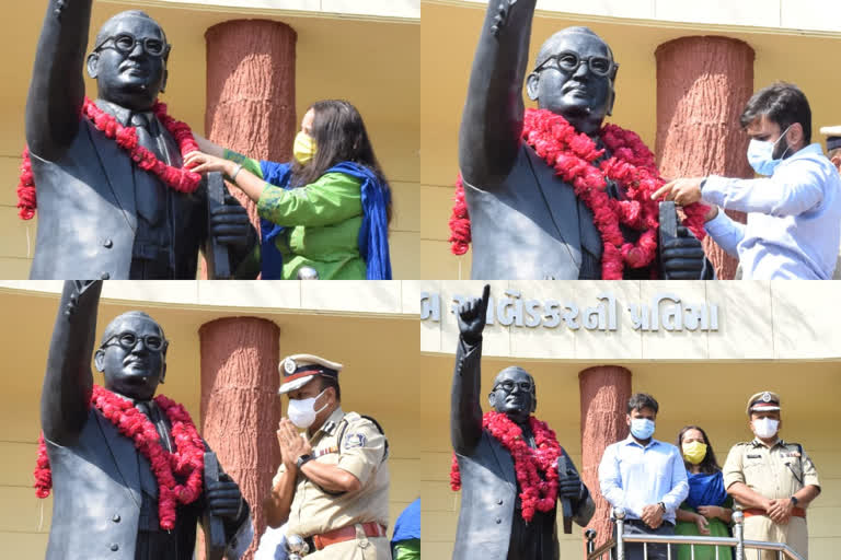 During the lockdown in Rajkot, the statue of Dr. Ambedkar was flowered
