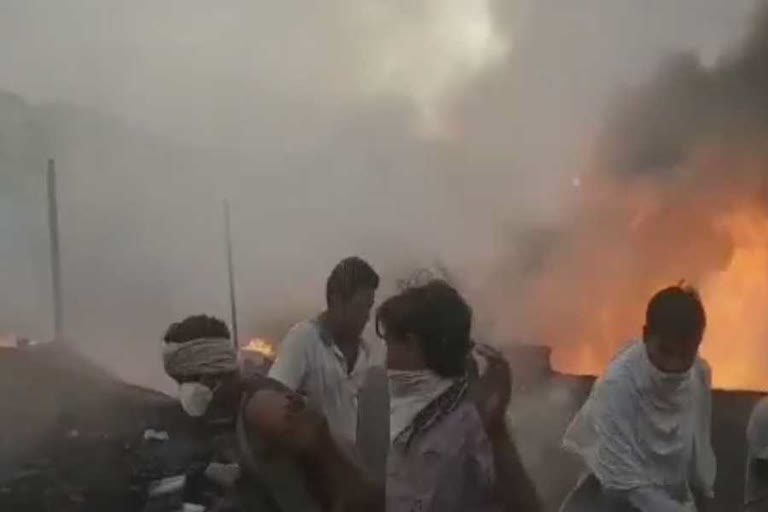 fire in junk warehouse sohna gurugram