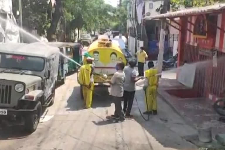 tdp sprayed sodium chloride in redzone area at vijayawada