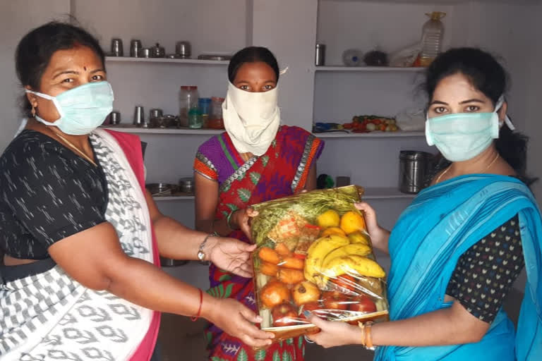 nutritional food distribution to the pregnants by the village sarpanch in yadadri bhuvanagiri