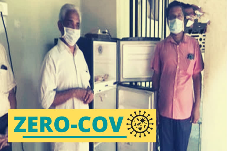 Disinfection chamber made out of an old fridge in Karnataka