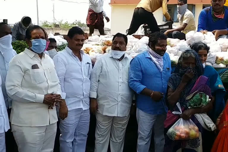 daily essentials distributed to the poor by mla sandra venkata veeraih in khammam