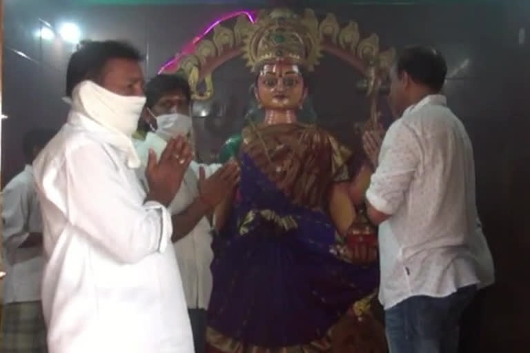 TDP leaders worshiping at the Bhimili temple for corona increase