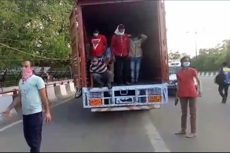 greater kailash police found people hidden inside container during lockdown in delhi