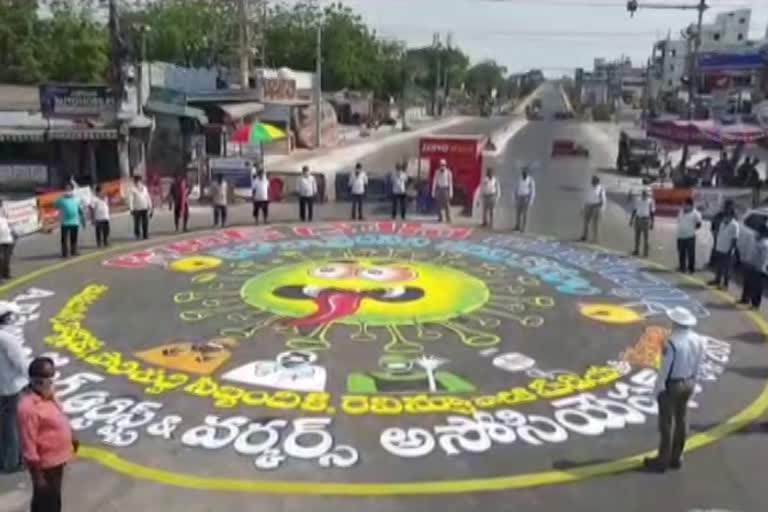 ap painting workers association painting on corona in vijayawada