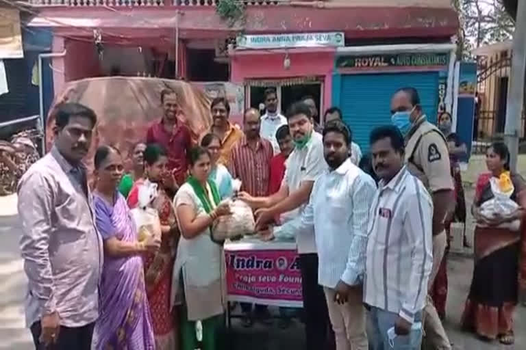 Groceries and Masks Distributed by indra society in secundrabad