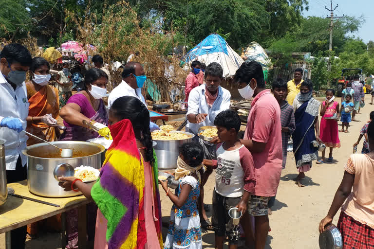 Distribution of food for the poor in Nellore