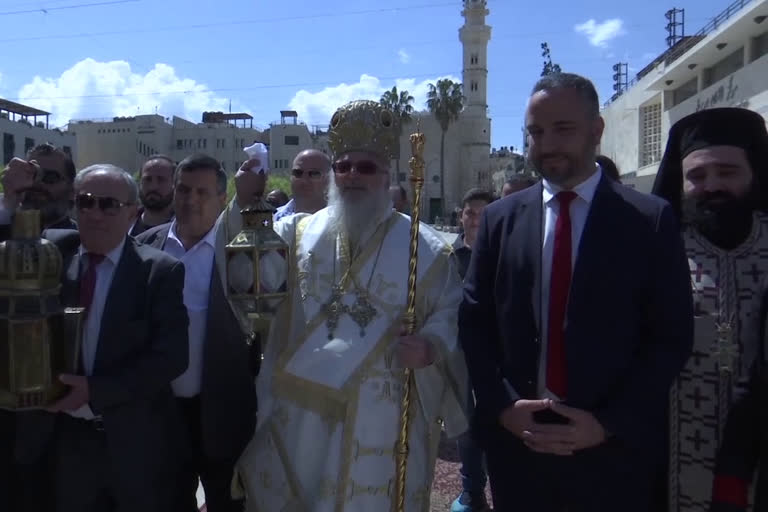 One of the most sacred Easter symbols of the Christian Orthodox faith - the Holy Fire - arrived in the West Bank city of Bethlehem on Saturday.