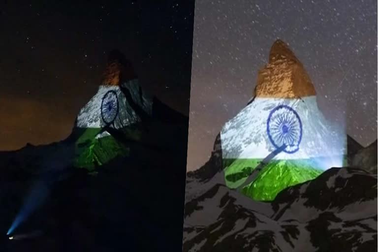 Switzerland has solidarity with Indian Flag on Matterhorn mountain with the fight against Corona