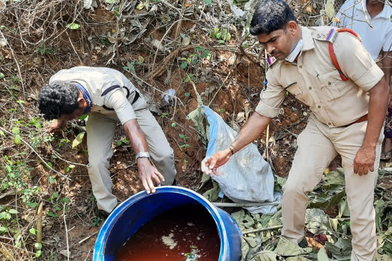 police raids on liquor making centers in vizianagarm dst