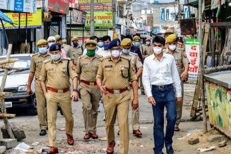 police using drone camera to observe lockdown violators at dadri in greater noida