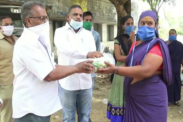 Distribution of essentials to sanitation staff at vizianagaram