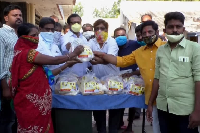 Distribution of essentials to the poor on the occasion of TDP chief's birthday in ananthapuram