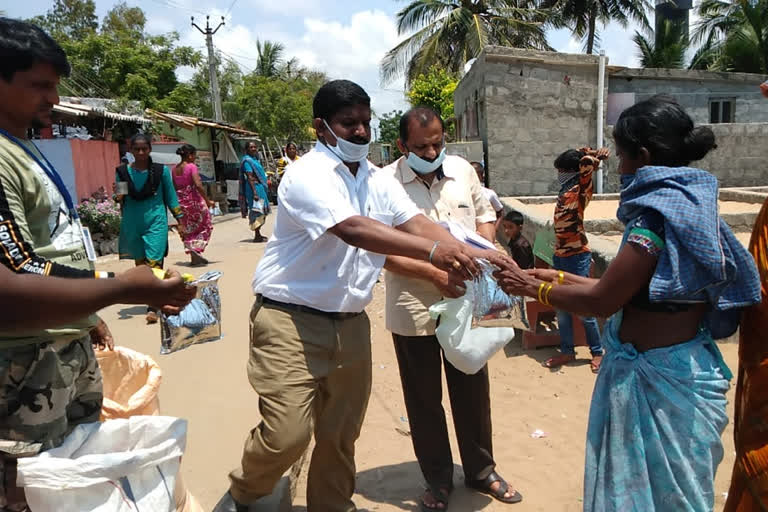 food distributed to fishermen families at chirala prakasam district